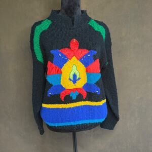 Vintage 1989 Colter Bay International Acrylic Sweater Colorful Abstract Knit M